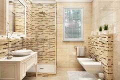 Modern bathroom in beige colors